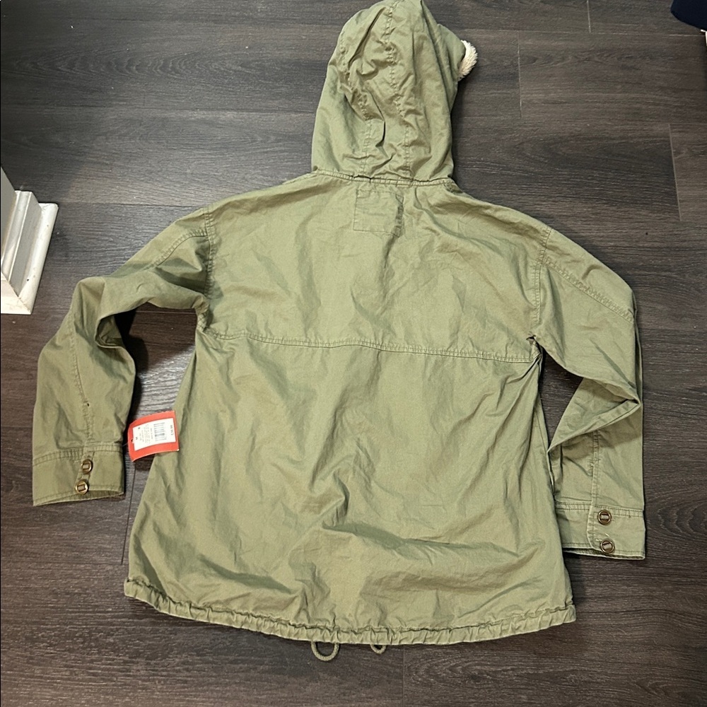 Mossimo Army green anorak with plush hood - Picture 3 of 5